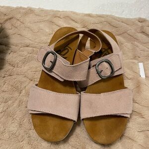Otbt Fair ISLE WEDGE SANDALS size 10 pink suede leather comfort